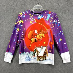 Christmas Ugly Sweatshirt Adult Santa House Print Sweater Top Laidipas oversized